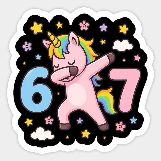 67 Meme Unicorn Girl Six Seven Brainrot Cute Gen Alpha Design Sticker by ArtistTee ⭐⭐⭐⭐⭐